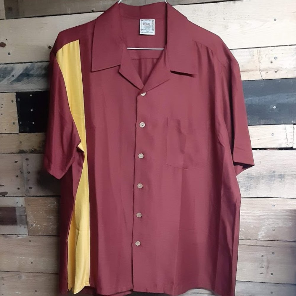 Maui Trading Company Maroon Yellow Short Sleeve Large